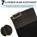 GOO GOO Human Hair Extensions Natural Black to Light Blonde, 100g Halo Hair Extensions 20 Inch Straight Real Hair Extensions with Fish Line Invisible Wire Hidden Crown Hair Extensions Hairpiece GOO GOO Store