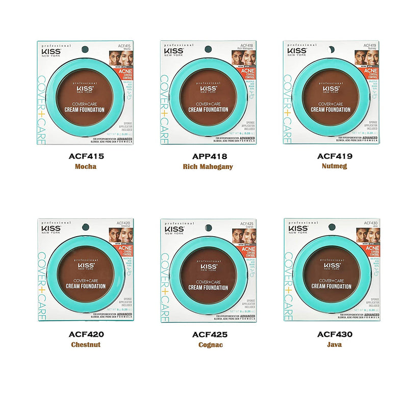 KISS Cover+Care Acne Control Cream Foundation-ACF340 (Caramel) KISS Store