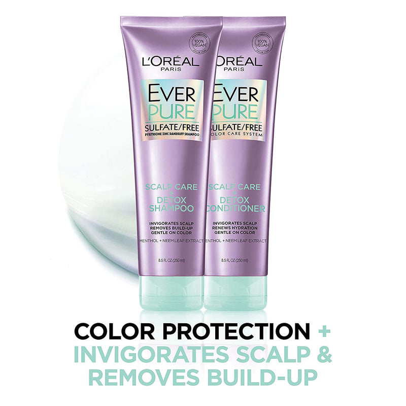 L’Oreal Paris Everpure Sulfate Free Scalp Care + Detox Shampoo, with Menthol + Neem Leaf Extract, for Deep Cleanse, Vegan, No parabens, dyes or gluten L'Oreal Paris Store