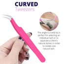 SIVOTE Lash Tweezers, Pack of 3 Stainless Steel Tweezers for Eyelash Extensions | Straight, Curved Tip and Volume | False Lash Application Tools Set- Pink SIVOTE Store