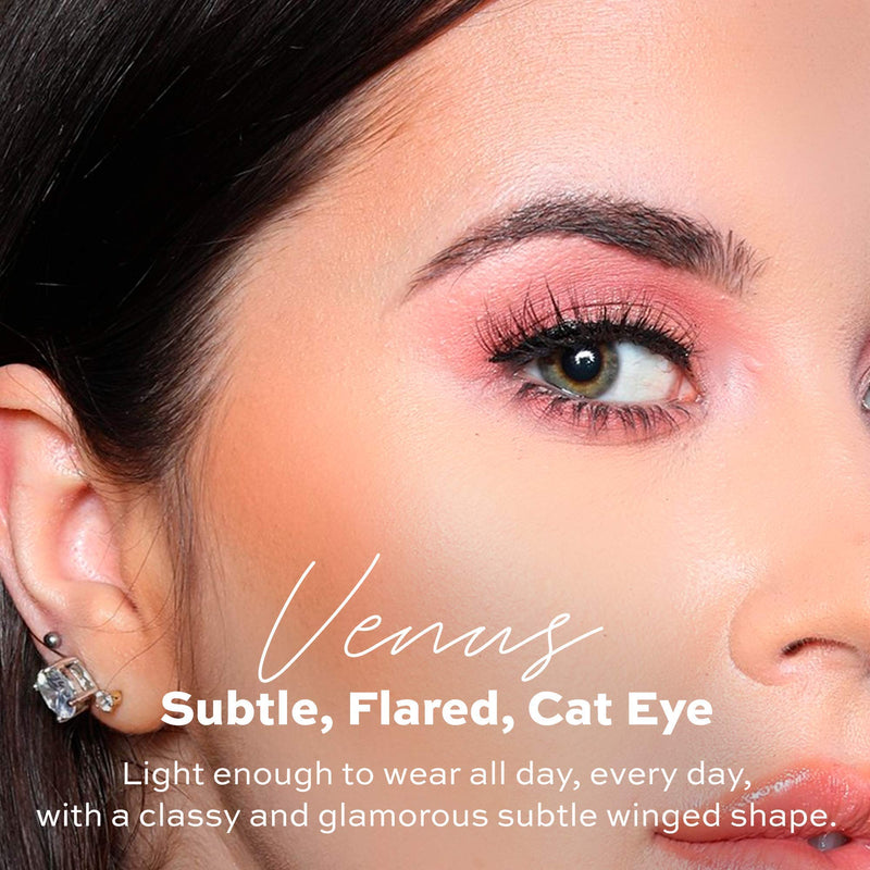 Glamnetic Lash and Liner Bundle - Venus | Vegan Magnetic Eyelashes, Short Cat Eye Faux Mink Lashes, Flared 3D Natural Look, Reusable up to 60 times - 1 Pair Glamnetic