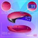 Professional UV LED Nail Lamp 48W - Salon/Home Use Dryer for Nail Polish - 4 Timer Modes - Manicure and Pedicure Compatible Gel Nail Polish Curing Lamp - LCD Display | Bonus 5 Finger Clips - Pink Magic UV