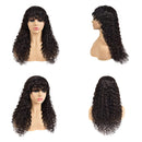Water wave Human Hair Wigs with Bangs None Lace Front Wigs Human Hair for Black Women 150% Density Machine Made Brazilian Unprocessed Virgin Hair Wigs Natural Color (26 inch) Borchan