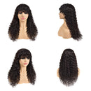Water wave Human Hair Wigs with Bangs None Lace Front Wigs Human Hair for Black Women 150% Density Machine Made Brazilian Unprocessed Virgin Hair Wigs Natural Color (26 inch). Borchan