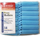 Annie Salon Style Small Foam Hair Rollers - 5/8" Blue - 14 Piece Set - Soft Heat-less Hair Curling Tools Annie