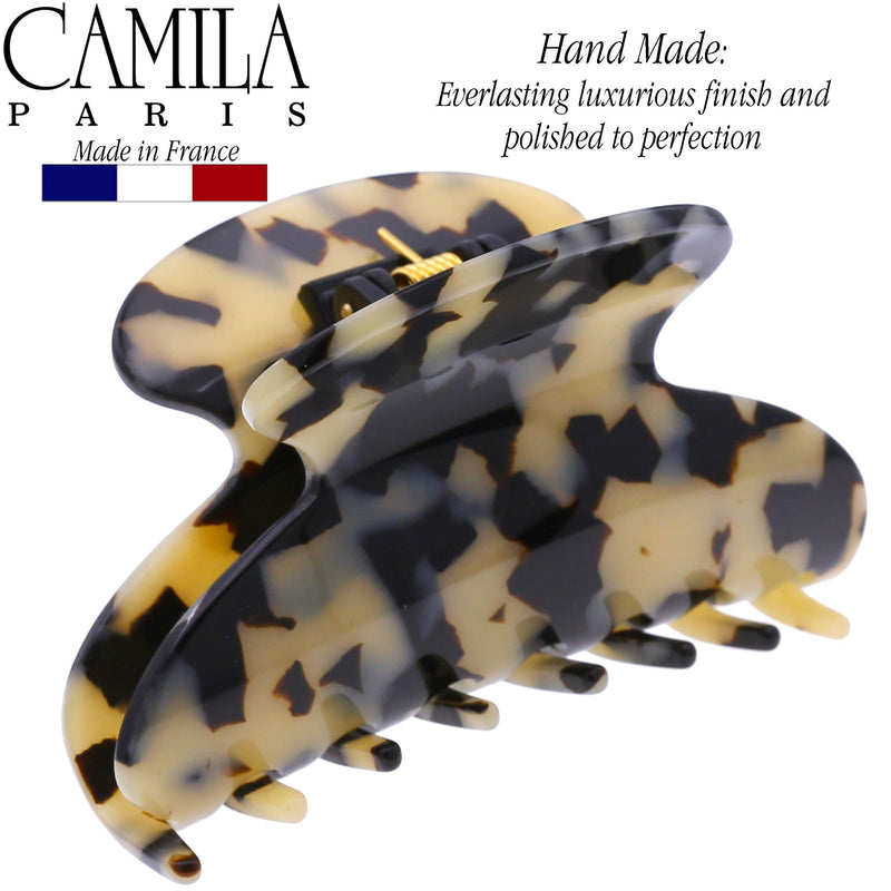 Camila Paris CP3057 French Hair Clips for Women, Handmade, Ivory Tokyo, for Thick Volume Hair, Girls Hair Claw Clips Jaw, Durable Styling Hair Accessories for Women, Strong Hold Grip, Made in France Camila