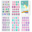 Allstarry 120pcs 5 pack Children Nails Press on Pre-glue Full Cover Glitter Gradient Color Rainbow Short False Nail Kits Lovely Gift for Children Little Girls Nail Art Decoration (Mermaid & Unicorn) Allstarry