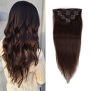 20 inches Clip in Hair Extensions Remy Human Hair - 7pcs 120g Silky Straight Thick 100% Real Dark Brown Human Hairpieces Clip on for Women Beauty (20inch-120g.