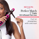 REVLON Perfect Match Flat Iron - Hair Curler and Hair Straightener, with Triple Oil-Infused Ceramic Plates to Reduce Damage, Restore Natural Moisture and Shine Infinity Warehouse