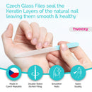 tweexy Genuine Czech Crystal Glass Nail File with Protective Case and Vinyl Sleeve, Manicure and Pedicure Tool, Nail Care Accessories (Pink) tweexy