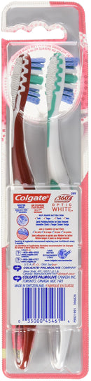 Colgate 360 Advanced Optic White Toothbrush, Soft, 2 Count Colgate