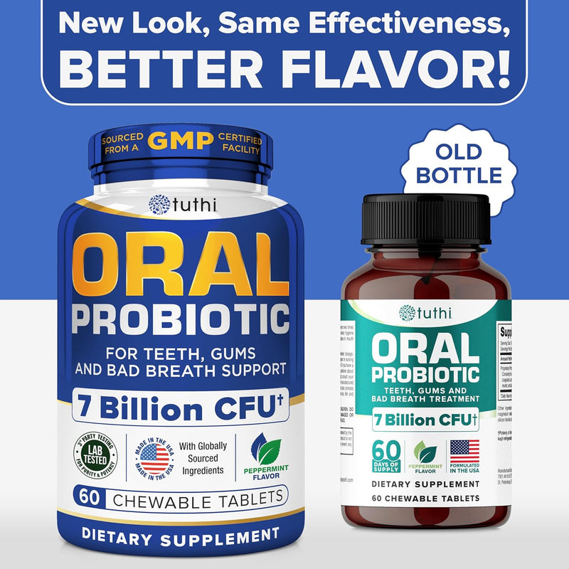 Dental Probiotics & Tongue Scraper – Bad Breath Treatment for Adults – Oral Probiotics for Teeth and Gums – Supports Fresh Breath – 60 Chewable Tablets Infinity Warehouse