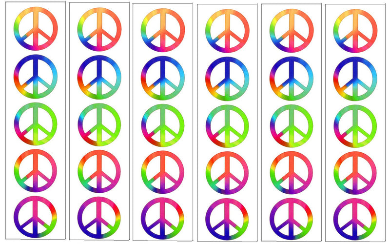 Rainbow Peace Symbol Sign Tattoos, 60's Hippie Party Favors PremiumTT temporary tattoos