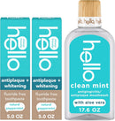Hello Antiplaque Whitening Fluoride Free Toothpastes and Clean Mint Alcohol Free Mouthwash Bundle Pack, Whitening Toothpaste and Antigingivitis Gum Mouthwash Pack, No Alcohol for Zero Burning Infinity Warehouse