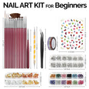 Nail Art Brushes Kit, Teenitor Nail Art Tool with Nail Dotting Tools, 3D Butterfly Nail Art Stickers, Nail Art Rhinestones and Pick Up Tweezer, Nail Foil Flakes, Nail Art Striping Tape Teenitor Store