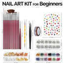 Nail Art Brushes Kit, Teenitor Nail Art Tool with Nail Dotting Tools, 3D Butterfly Nail Art Stickers, Nail Art Rhinestones and Pick Up Tweezer, Nail Foil Flakes, Nail Art Striping Tape Teenitor