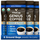 VitaCup Genius Ground Keto Coffee w/Turmeric, MCT Oil, B Vitamins, D3, Ground Coffee Medium Dark Roast, Bold & Smooth, 100% Arabica Coffee Grounds, 11 oz Infinity Warehouse
