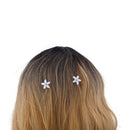 LUX ACCESSORIES White Flower Crystal Rhinestone Fashion Silvertone Hair Twist LUX ACCESSORIES
