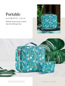 Joligrace Makeup Travel Bag Organizer for Women Cute Cosmetic Storage Train Case Portable Big Large Capacity with Extra Pouch for Make-Up Brush Toiletry Jewelry Green Forrest Print Joligrace Store