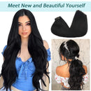 GOO GOO Seamless Clip in Hair Extensions Human Hair PU Weft 14 Inch Natural Black 7pcs 130g Real Human Hair Extensions Thick Natural Hair Extensions Clip in for Women GOO GOO