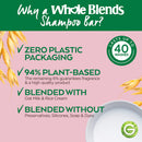 Garnier Whole Blends Oat Delicacy Softening Shampoo Bar for Fine Hair, Zero Plastic Packaging, Preservative/ Silicone/Soap & Dye Free, with Rice Cream and Responsibly Sourced Milk, 2.0 Oz Garnier