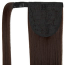 28 Inch Ponytail Extension Long Straight Wrap Around Clip in Synthetic Fiber Hair for Women medium brown KOODER