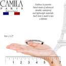 Camila Paris GA252 2.5 Inch Square Hair Barrette Clip Metal Silver, French Hair Accessories for Women, Handmade with Swarovski Crystals Stones. Styling Girls Hair Ornaments. Made in France Camila