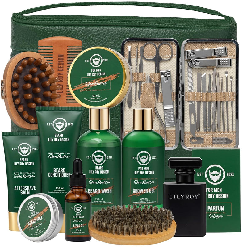 Bath and Body Gift Set for Men Spa Gift Bag for Father 12 Pcs Bag Gifts for Fathers Day Gifts Beard Care Kit Beard Set Self Skin Care Set Bath Spa Gift Set for Men Christmas Birthday Gifts for Men