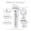 Braun Epilator for Women with Flexible Head, Silk-épil 9 9-030 for Hair Removal, Womens Shaver & Trimmer, Wet & Dry, Cordless, Rechargeable, Beauty Kit with Body Exfoliation Cap, White/Gold Braun Store