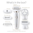 Braun Epilator Silk-épil 9 9-030 with Flexible Head, Facial Hair Removal for Women and Men, Shaver & Trimmer, Cordless, Rechargeable, Wet & Dry, Beauty Kit with Body Massage Pad Braun