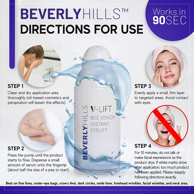 Beverly Hills V-Lift Instant Eye Lift and Eye Tuck Bee Venom Serum for Treating Puffy Eyes, Dark Circles, and Wrinkles BEVERLY HILLS