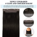 GOO GOO Human Hair Extensions Halo Hair Dark Brown, 70g 14 Inch Real Hair Extensions for Women Straight One Piece Layered Flip Hair Extensions invisible Fish Line Hidden Crown Wire Hair Extensions GOO GOO Store