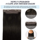 GOO GOO Wire Hair Extensions Dark Brown, 95g 16 Inch Straight Hair Extensions Human Hair Layered Hair Pieces with Invisible Fish Line Wire Hair Extensions for Women GOO GOO