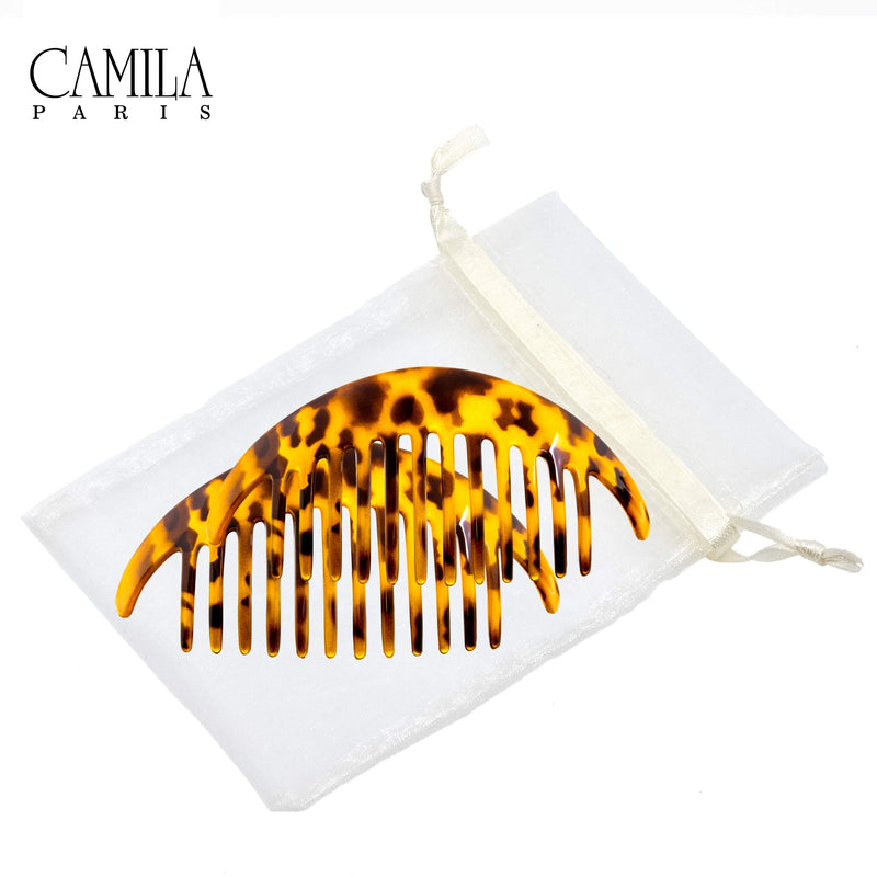 Camila Paris CP2877/2 Set of 2 French Hair Side Combs, Tokyo, Large Interlocking Combs Flexible Durable Strong Hold Hair Clips for Women, No Slip Styling Girls Hair Accessories, Made in France Camila