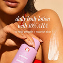 First Aid Beauty - KP Smoothing + Brightening Body Lotion with 10% AHA, Lactic Acid, Urea + Colloidal Oatmeal, Exfoliate & Moisturize, Banish Keratosis Pilaris Bumps, NEW Peach Scent (6. 7 fl oz) Infinity Warehouse