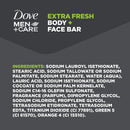 Dove Bar 3 in 1 Cleanser for Body, Face, and Shaving to Clean and Hydrate Skin Extra Fresh Body and Facial Cleanser More Moisturizing Than Bar Soap 3.75 oz 6 Bars DOVE MEN + CARE