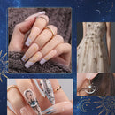 Beetles Gel Nail Polish Kit, 20 Pcs Celestial Collection Soak Off Nail Gel Black Polish White Blue Glitter Gel Polish Starter Kit with Gel Base Top Coat Brushes Stickers Rhinestone Gel Essential Kit beetles Gel Polish