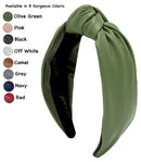 Green Headband is Classy. Leather Knotted Headband for Women is a Olive Green Faux Leather headband Women . Green Knot Headbands for Women are Chic. Comfortable Fashion Headbands for Women is Soft YETASI