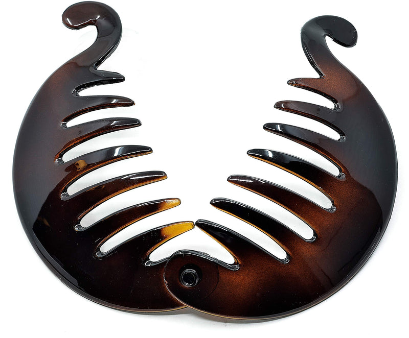 Camila Paris CP2428 3.25 inch French Banana Clip Hair Comb, Round Girls Ponytail Holder Interlocking Banana Combs For Volume Thick Hair. Fashion Styling Hair Accessories for Women, Made in France Camila
