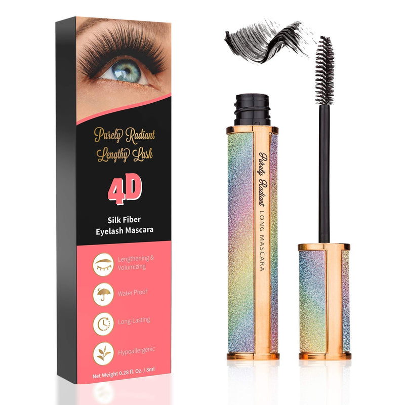 4D Silk Fiber Lash Mascara | Hypoallergenic, Cruelty-Free for Long Eyelash | All-day formula, No-hassle removal, No clumping, Waterproof Mascara | Smudge-proof fiber mascara Purely Radiant
