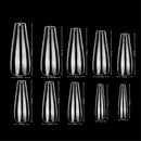 Vivace Clear Full Cover Long Coffin 500 Acrylic False Fake Nail Tips With Clear Plastic Case for Nail Salon Nail Shop (Clear F.C Long Coffin) Vivace