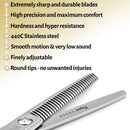 Professional Thinning Shears 6 Inch with Extremely Sharp Blades, 440C Steel Thinning Scissors, Durable, Smooth Motion & Fine Cut, Hair Scissors with Elegant Sheath, Cleaning Leather & Key Fagaci
