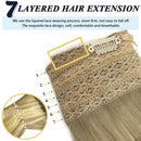 GOO GOO Halo Hair Extensions Blonde, 70g Ombre Human Hair Extensions 12 Inch Straight Real Invisible Wire Hair Extensions for Women Hidden Crown Hair Extensions with Transparent Line GOO GOO Store