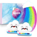 Rainbow Bath Bombs Valentine's Day Gift Set, Ribivaul Handmade Bath Bombs with Natural Ingredients and Dreamy Rainbow Effect, Bubble Bath Bomb for Kids and Women at Holiday and Birthday Ribivaul