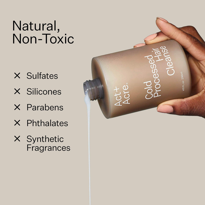 Act+Acre Cold Processed Hair Cleanse Clarifying Shampoo for Build Up - Sulfate Free Hair Treatment Gentle Shampoo with Moringa Oil to Moisturize and Strengthen Dry and Damaged Hair (3 Fluid Ounces) ACT+ ACRE