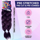 Pre-Stretched Braiding Hair Extensions – 24 Inch 6 Bundles Total – Xpression 100% Kanekalon Hair Extensions – TZ Braid Hair Extensions – Pre-Cut and Pre-Combed Synthetic Hair – Natural Look (NPURPLE) Supreme Hair