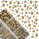 4000Pcs Mixed Size Hot Fix Round Crystals Gems Glass Stones Hotfix Flat Back Rhinestones (Mine Gold) Massive Beads
