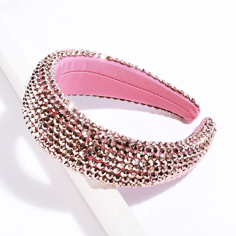 SP SOPHIA COLLECTION Women's Sparkling Crystal Padded Rhinestone Wide Bejeweled Hair Headband Party Hairband Hair Accessories in Rose Gold SP Sophia Collection Store