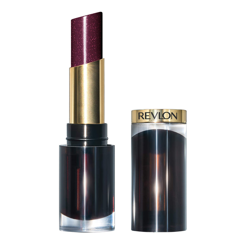 REVLON Super Lustrous Glass Shine Lipstick, Flawless Moisturizing Lip Color with Aloe, Hyaluronic Acid and Rose Quartz, Black Cherry (012), 0.15 oz REVLON