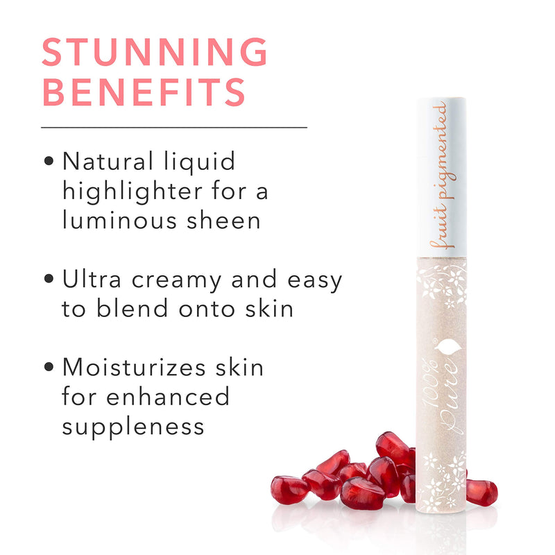 100% PURE Luminating Highlighter Creme, Northern Light, Liquid Highlighter Makeup w/ Natural Shimmer, Face Highlighter for Glowing Skin, Shimmery Finish (Cool w/ Pink-Blue Undertone) - 0.24 Fl Oz 100% PURE